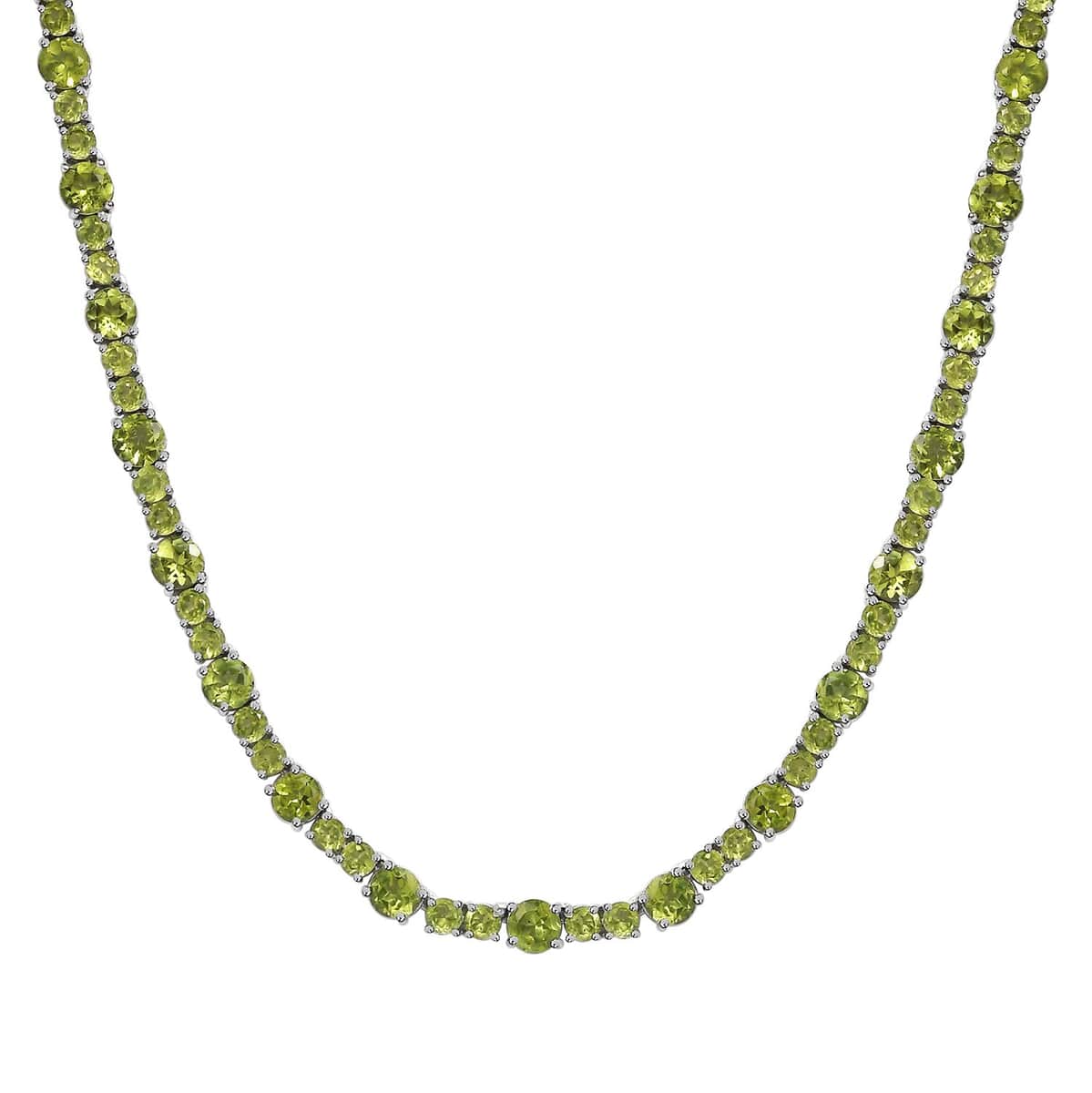 Peridot Necklace 18 Inches in Platinum Over Sterling Silver 46.00 ctw image number 0