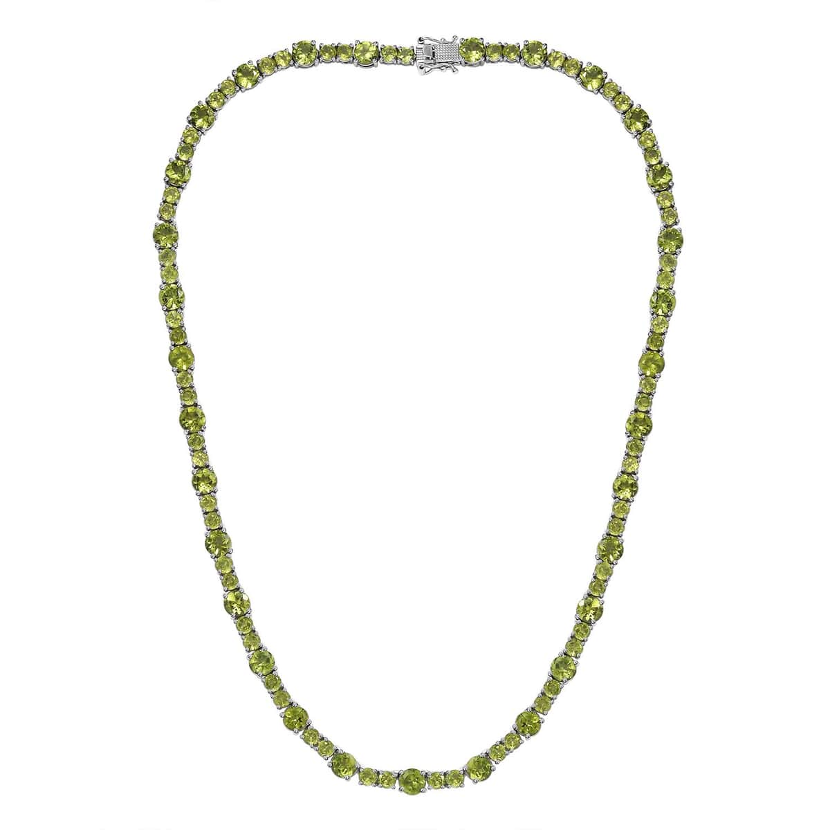 Peridot Necklace 18 Inches in Platinum Over Sterling Silver 46.00 ctw image number 3