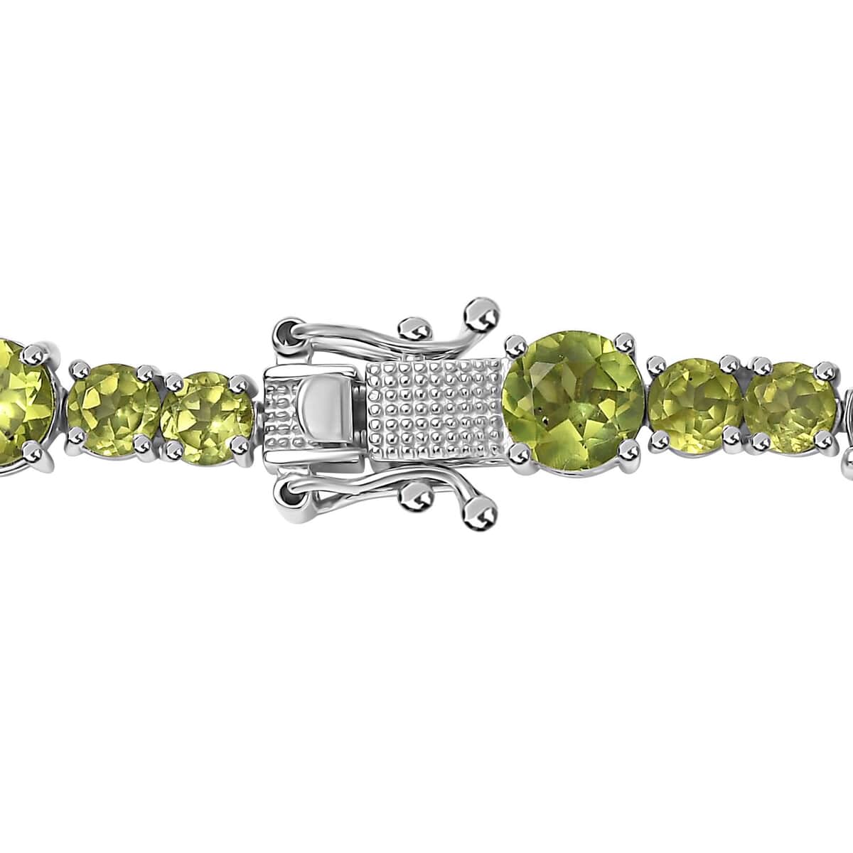 Peridot Necklace 18 Inches in Platinum Over Sterling Silver 46.00 ctw image number 4