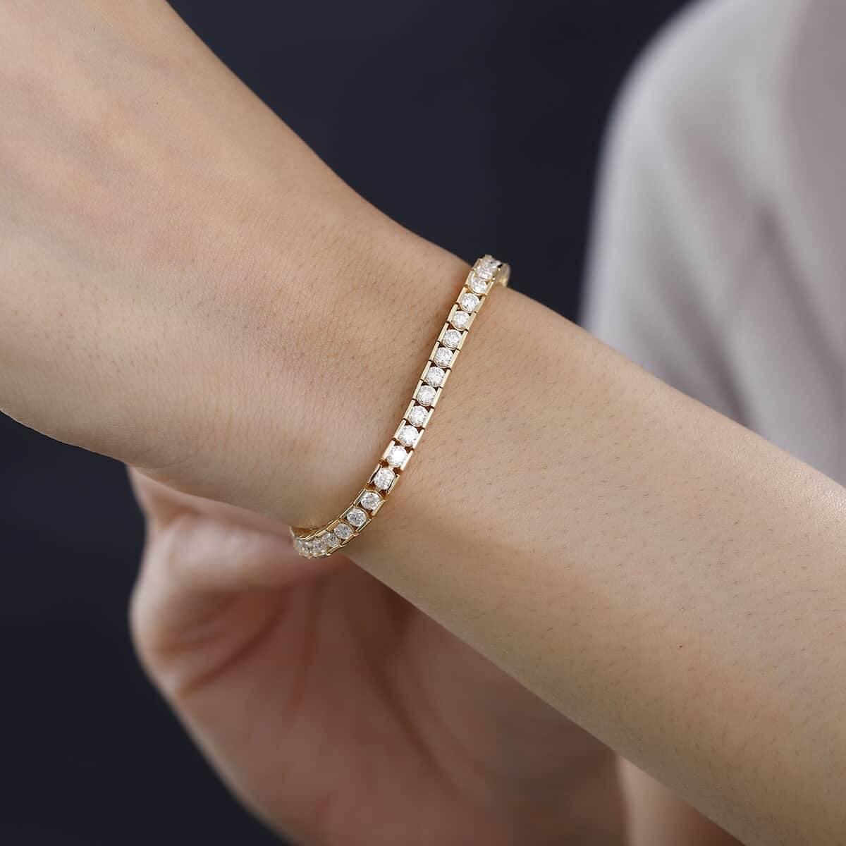 Moissanite Tennis Bracelet in Vermeil Yellow Gold Over Sterling Silver (8.00 In) 6.10 ctw image number 2