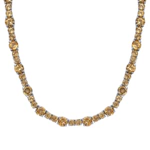 Brazilian Citrine Necklace 18 Inches in Platinum Over Sterling Silver 38.25 ctw