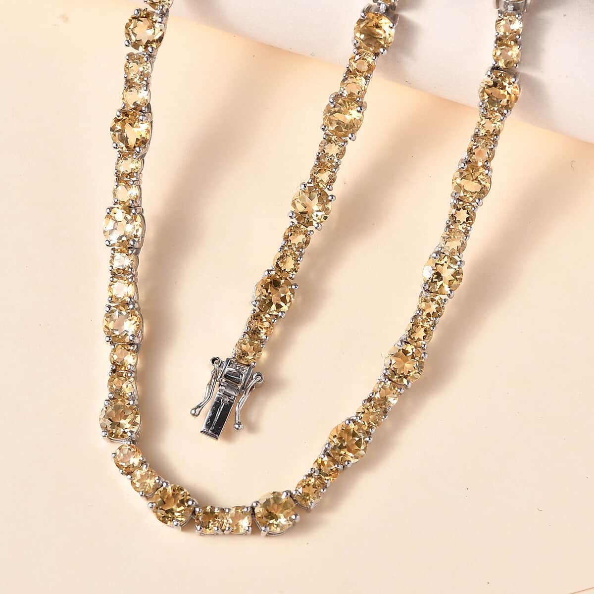 Brazilian Citrine Necklace 18 Inches in Platinum Over Sterling Silver 38.25 ctw image number 1