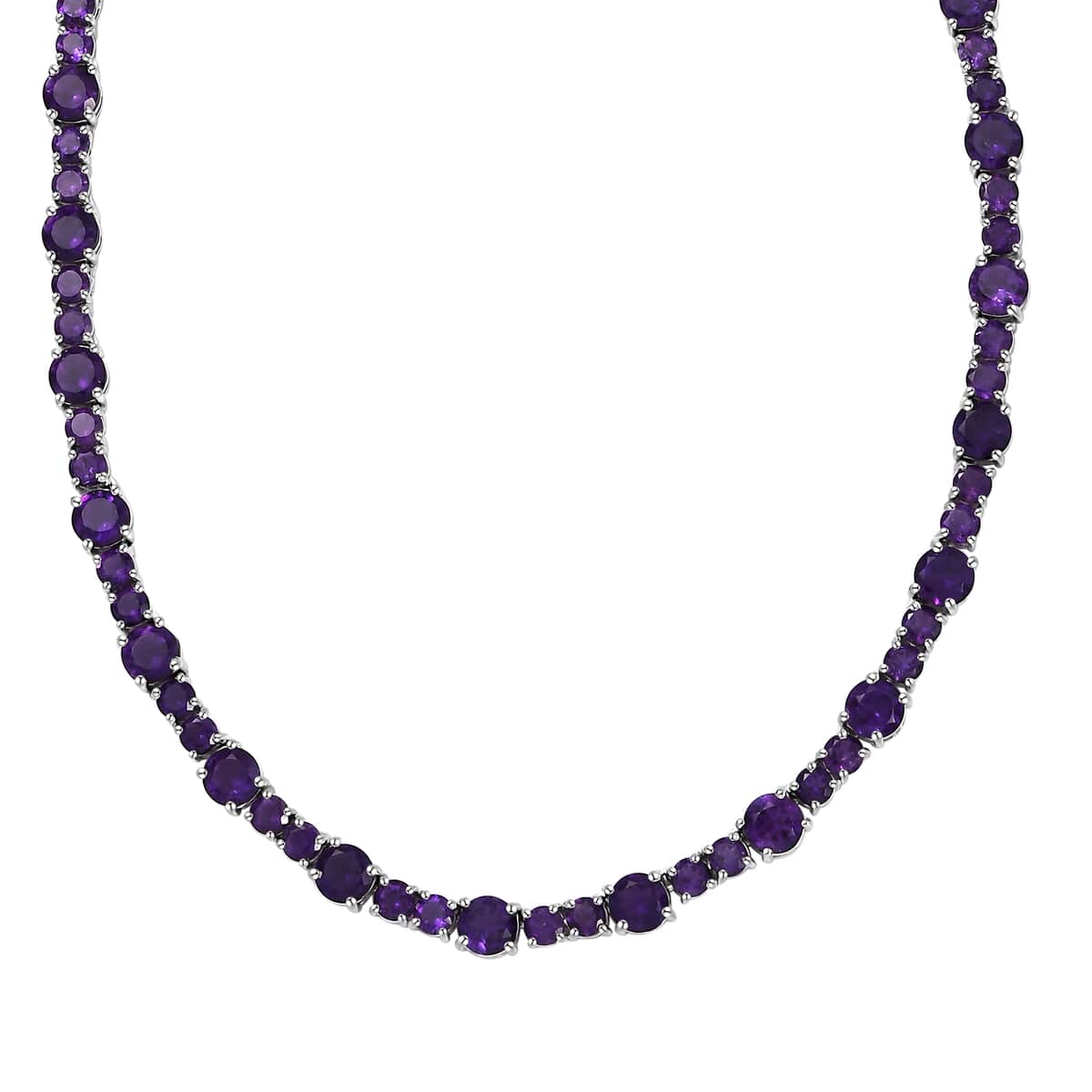 African Amethyst Necklace 18 Inches in Platinum Over Sterling Silver 35.70 ctw image number 0