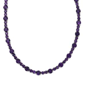 African Amethyst Necklace 18 Inches in Platinum Over Sterling Silver 35.70 ctw