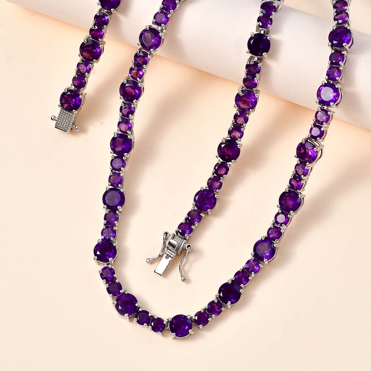 African Amethyst Necklace 18 Inches in Platinum Over Sterling Silver 35.70 ctw image number 1