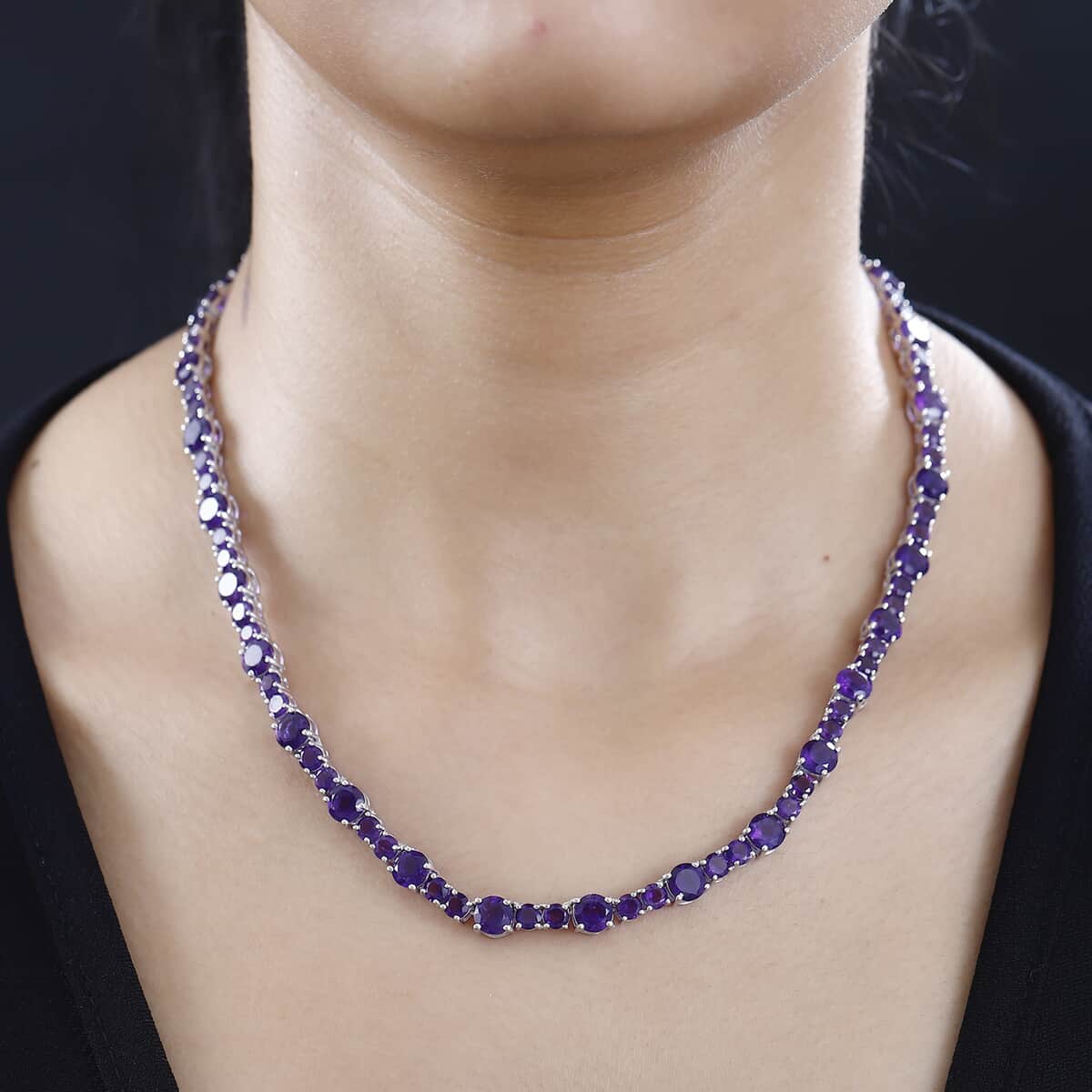 African Amethyst Necklace 18 Inches in Platinum Over Sterling Silver 35.70 ctw image number 2