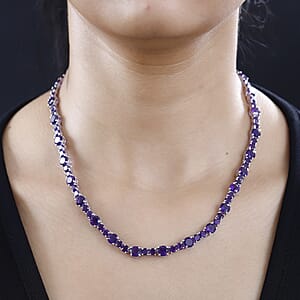D'Joy African Amethyst Necklace 18 Inches in Platinum Over Sterling Silver 35.70 ctw