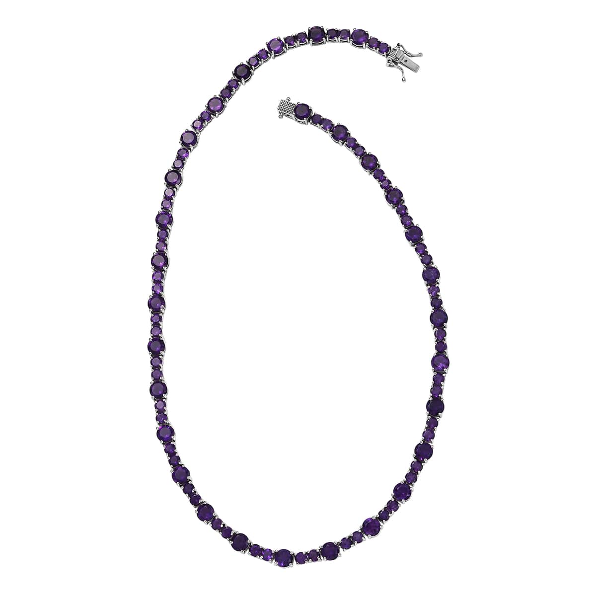 African Amethyst Necklace 18 Inches in Platinum Over Sterling Silver 35.70 ctw image number 3