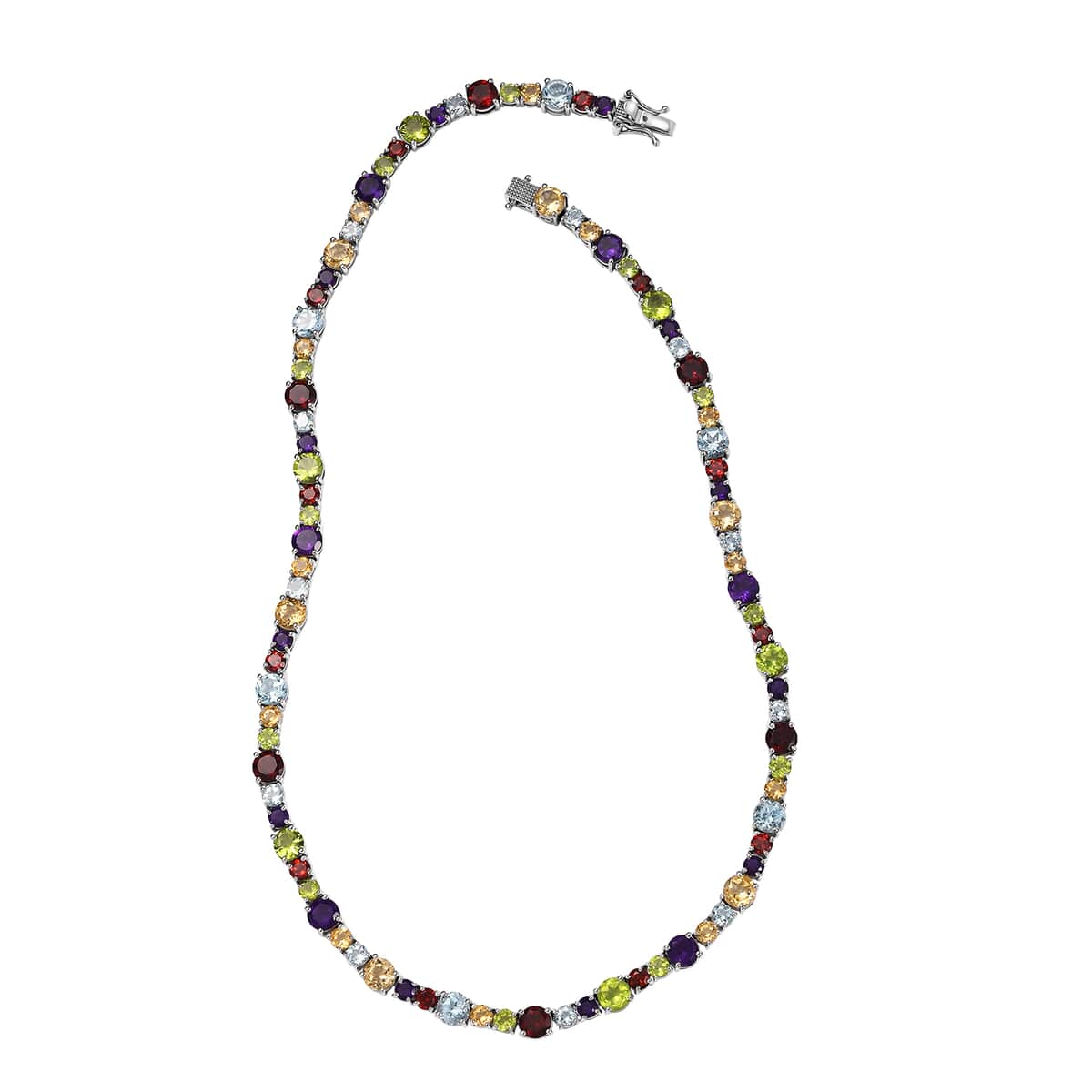 Multi Gemstone Necklace 18 Inches in Platinum Over Sterling Silver 45.00 ctw image number 3