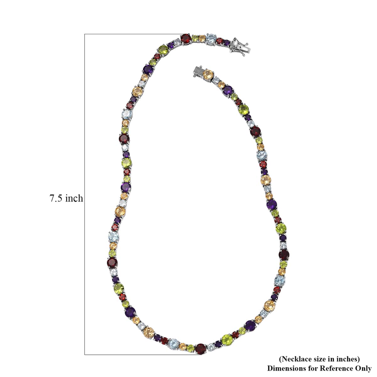 Multi Gemstone Necklace 18 Inches in Platinum Over Sterling Silver 45.00 ctw image number 5