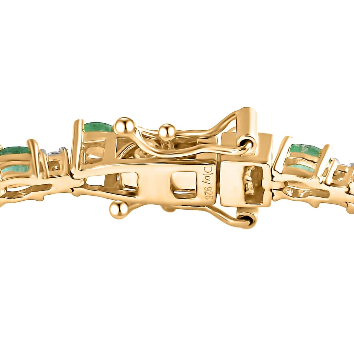 Premium Kagem Zambian Emerald and Moissanite Bracelet in Vermeil Yellow Gold Over Sterling Silver (6.50 In) 5.80 ctw image number 3