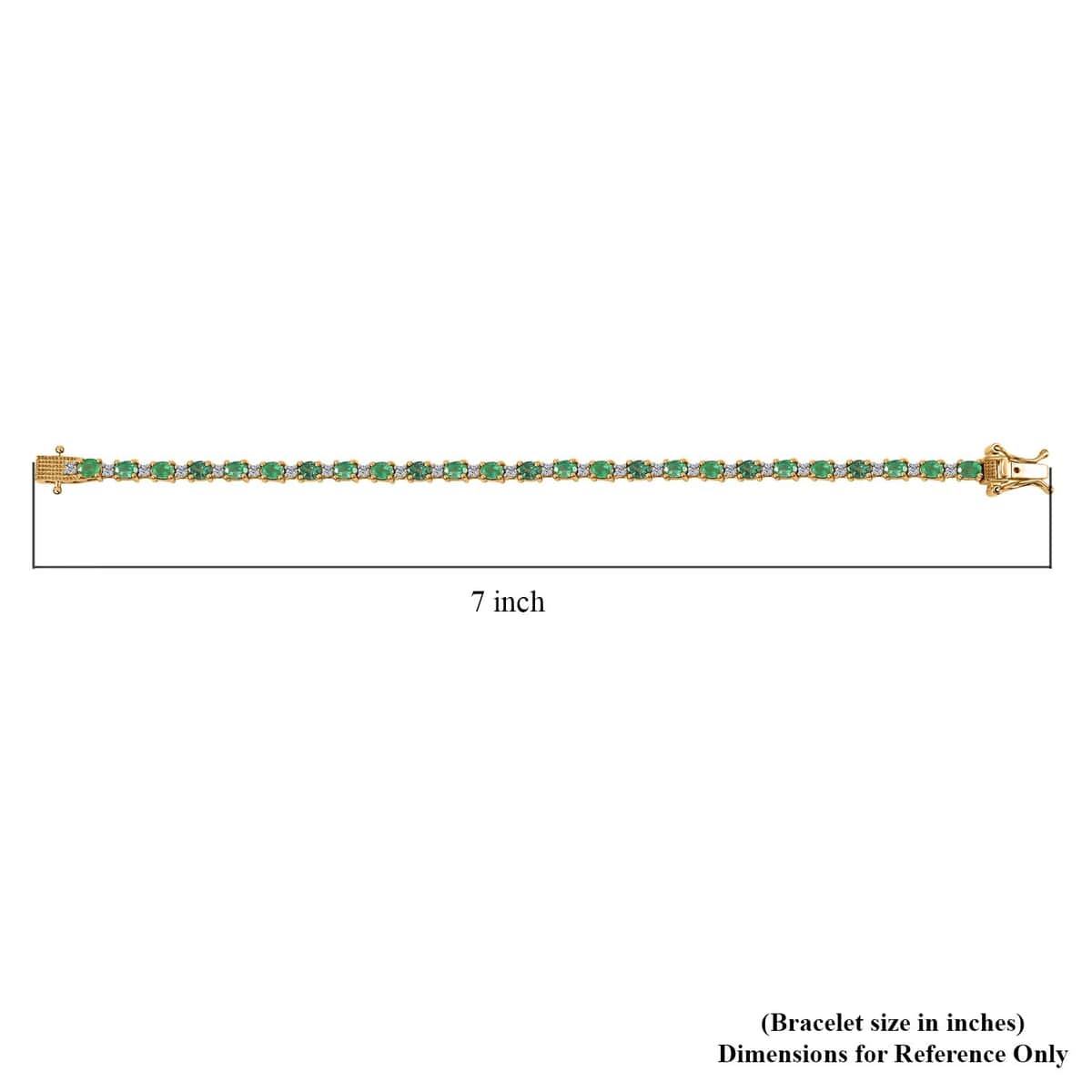 Premium Kagem Zambian Emerald and Moissanite Bracelet in Vermeil Yellow Gold Over Sterling Silver (6.50 In) 5.80 ctw image number 4