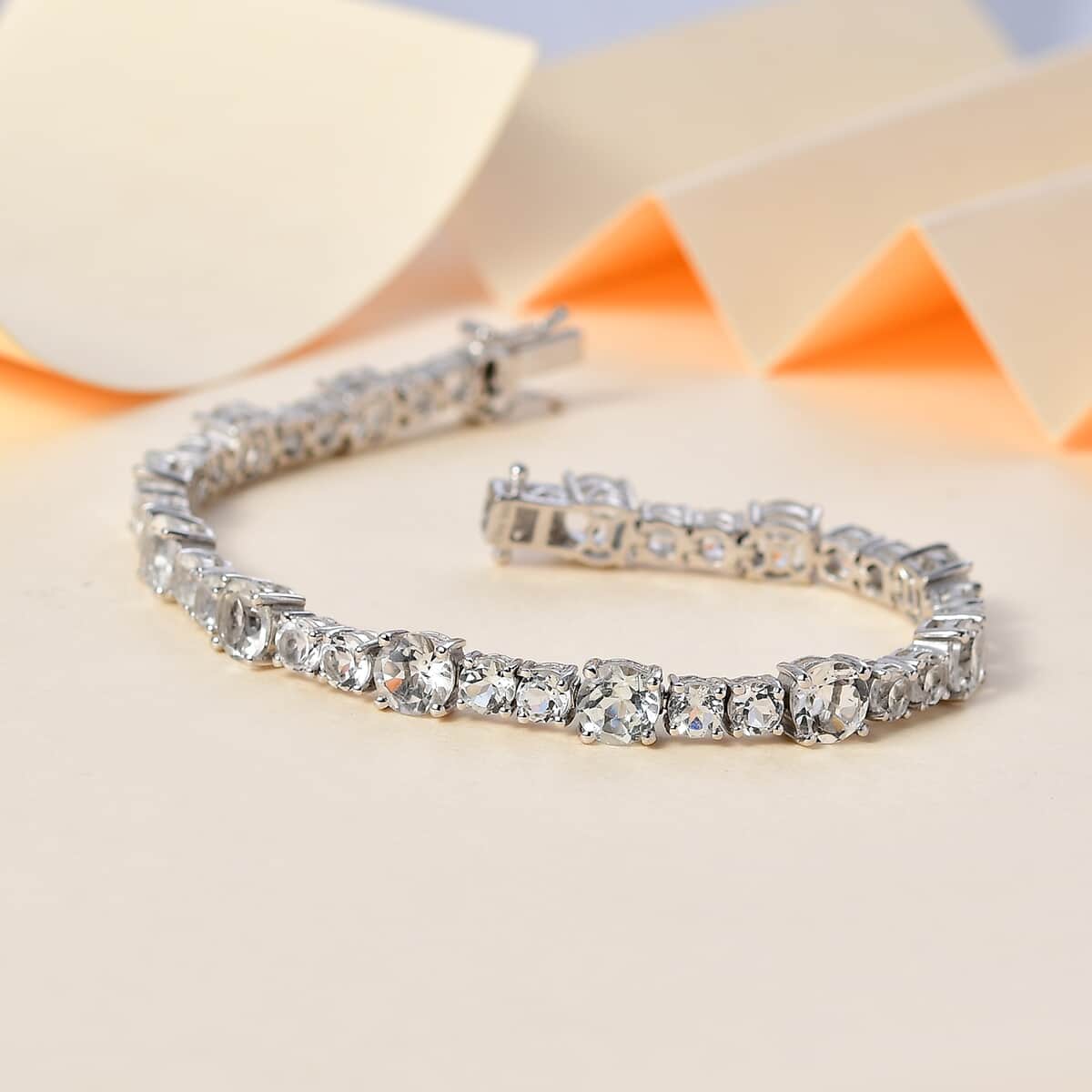 TLV White Topaz Bracelet in Platinum Over Sterling Silver (7.25 In) 19.90 ctw image number 1