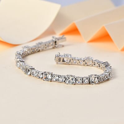 White Topaz Bracelet in Platinum Over Sterling Silver (7.25 In) 19.90 ctw
