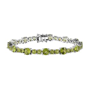 Peridot Bracelet in Platinum Over Sterling Silver (7.25 In) 17.20 ctw