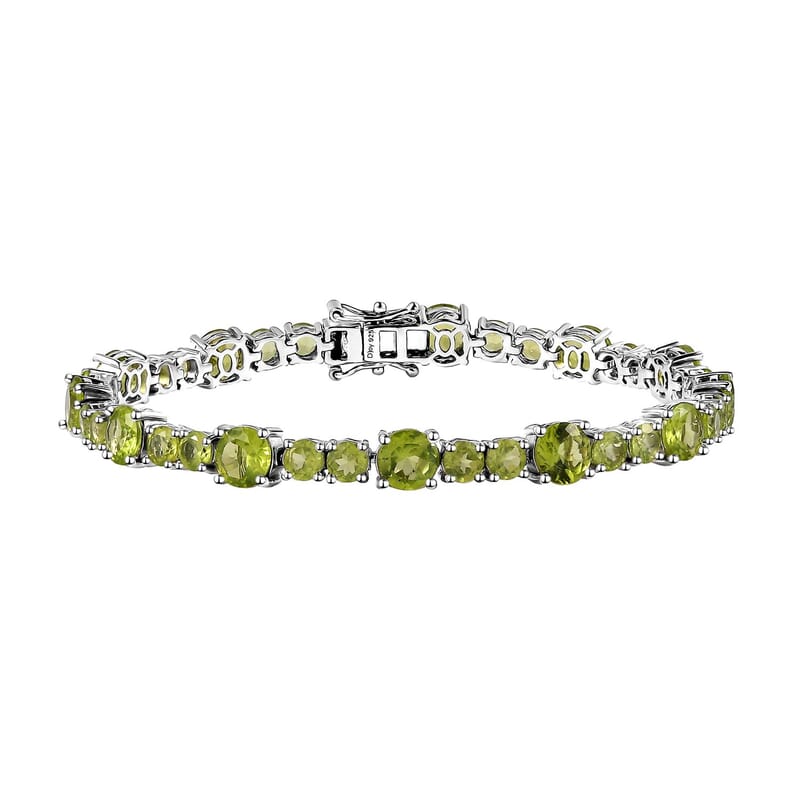 D'Joy Peridot 17.20 ctw Bracelet in Platinum Over Sterling Silver (7.25 In)
