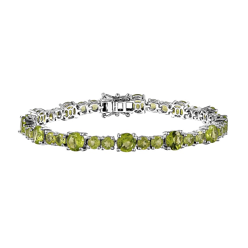 D'Joy Peridot 17.20 ctw Bracelet in Platinum Over Sterling Silver (7.25 In)