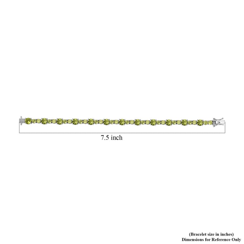 D'Joy Peridot 17.20 ctw Bracelet in Platinum Over Sterling Silver (7.25 In)
