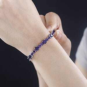 D'Joy African Amethyst Bracelet in Platinum Over Sterling Silver (7.25 In) 14.30 ctw