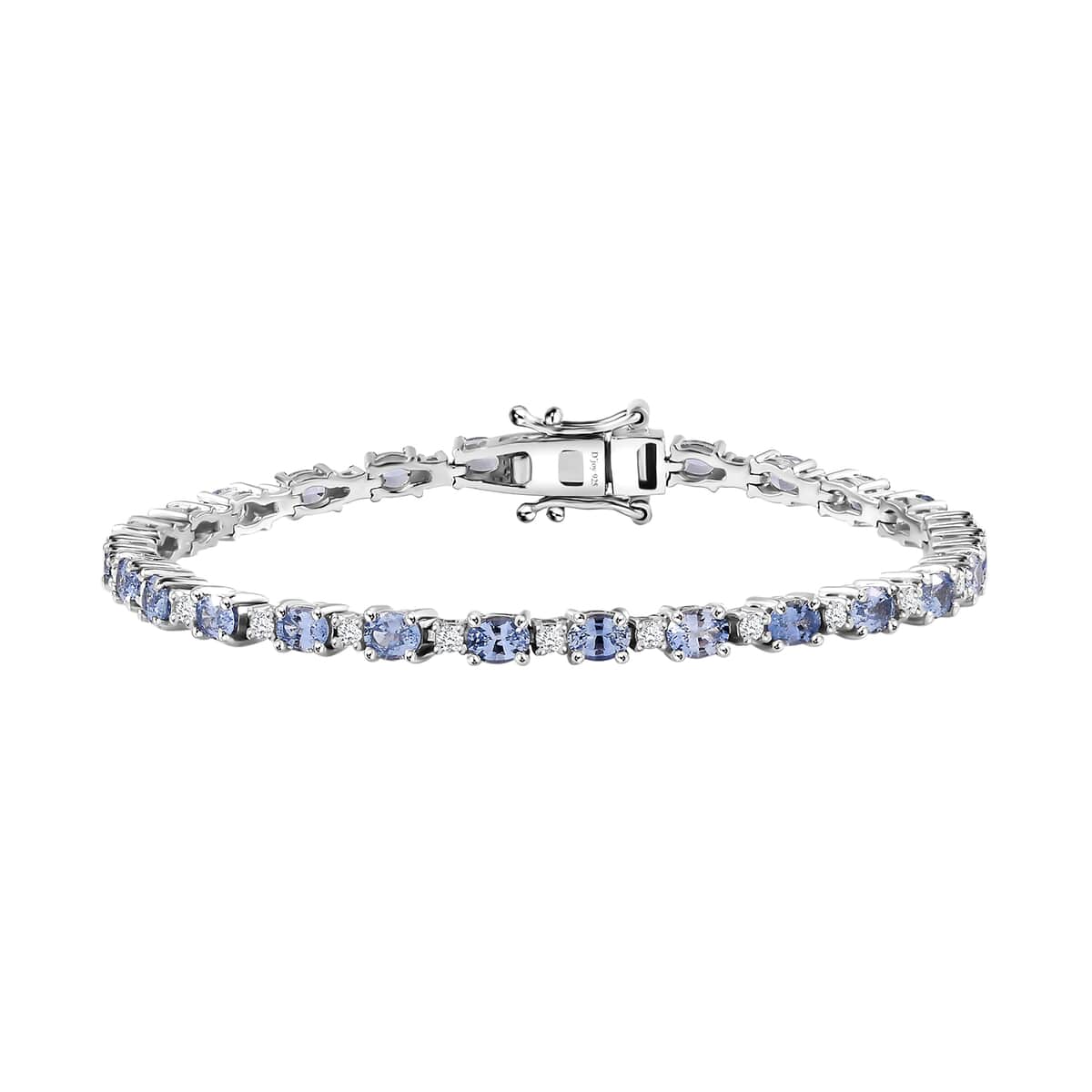 Premium Ceylon Blue Sapphire and Moissanite Bracelet in Platinum Over Sterling Silver (6.50 In) 6.25 ctw image number 0