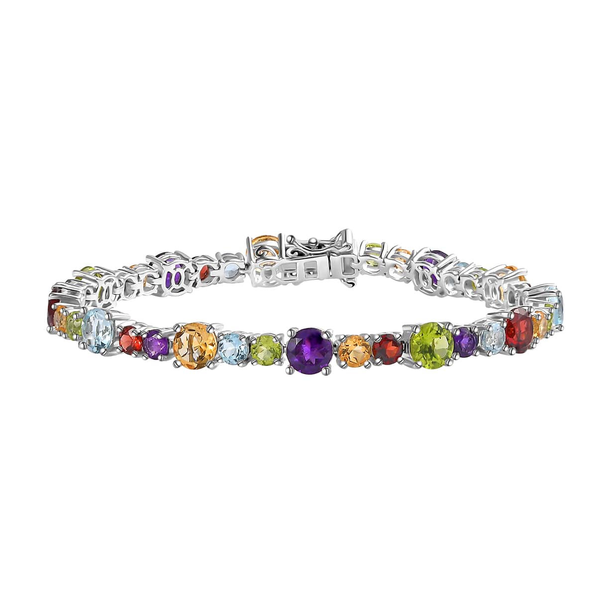 Multi Gemstone Bracelet in Platinum Over Sterling Silver (7.25 In) 16.75 ctw image number 0