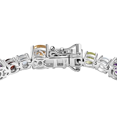 Multi Gemstone Bracelet in Platinum Over Sterling Silver (7.25 In) 16.75 ctw