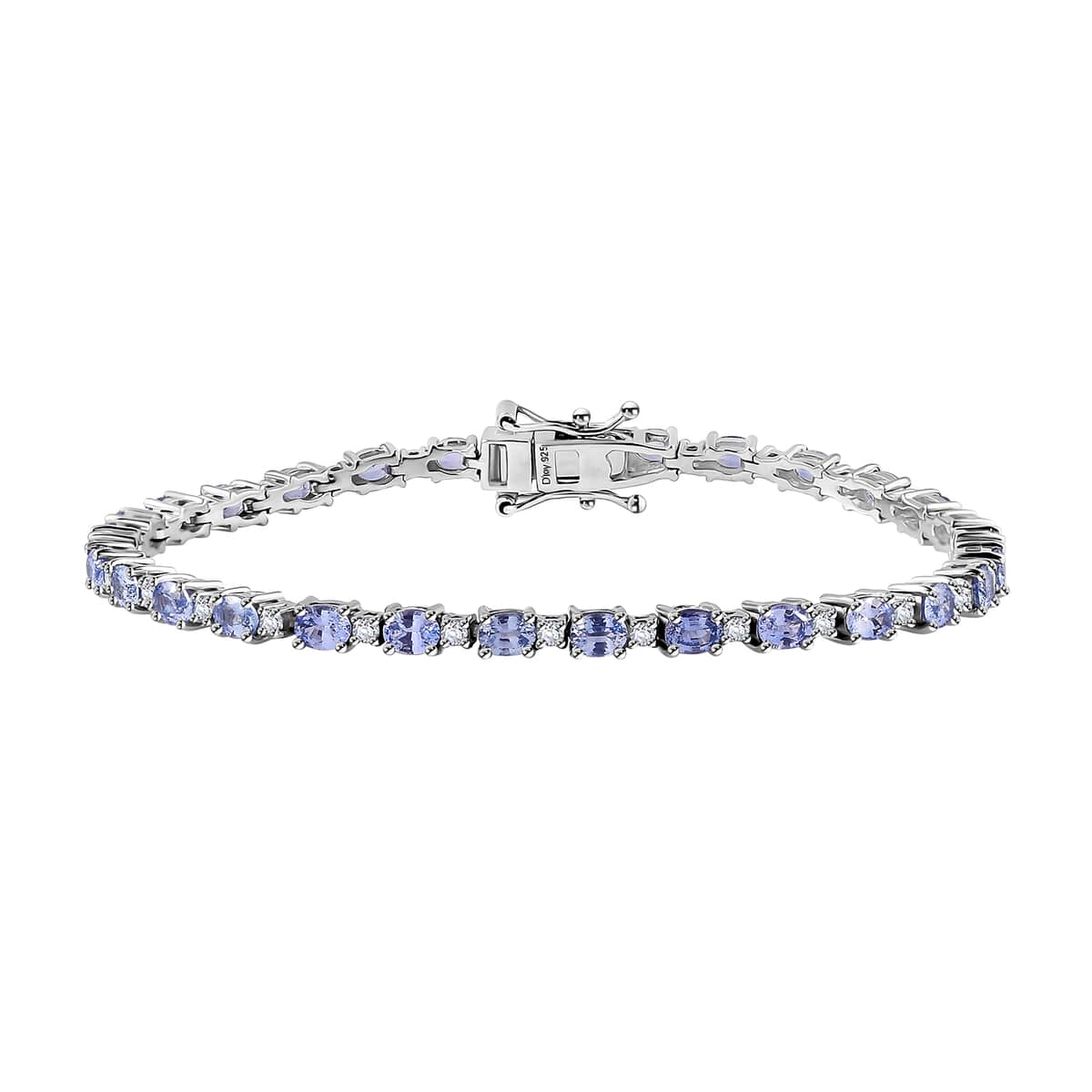 Premium Ceylon Blue Sapphire and Moissanite Bracelet in Platinum Over Sterling Silver (7.25 In) 6.70 ctw image number 0