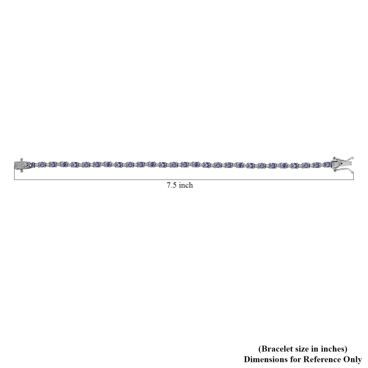 Premium Ceylon Blue Sapphire and Moissanite Bracelet in Platinum Over Sterling Silver (7.25 In) 6.70 ctw image number 4