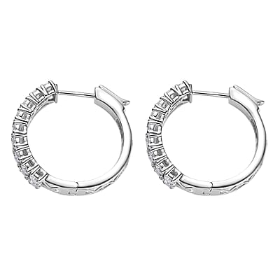 D'Joy Moissanite 3.10 ctw Hoop Earrings in Platinum Over Sterling Silver