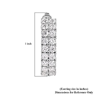 D'Joy Moissanite 3.10 ctw Hoop Earrings in Platinum Over Sterling Silver