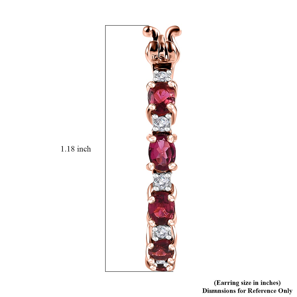 Premium Ouro Fino Rubellite and Moissanite Hoop Earrings in Vermeil Rose Gold Over Sterling Silver 1.90 ctw
