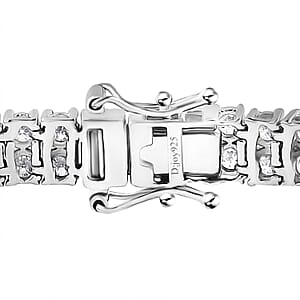 D'Joy Moissanite 2 Row Tennis Bracelet in Platinum Over Sterling Silver (7.25 In) 9.60 ctw