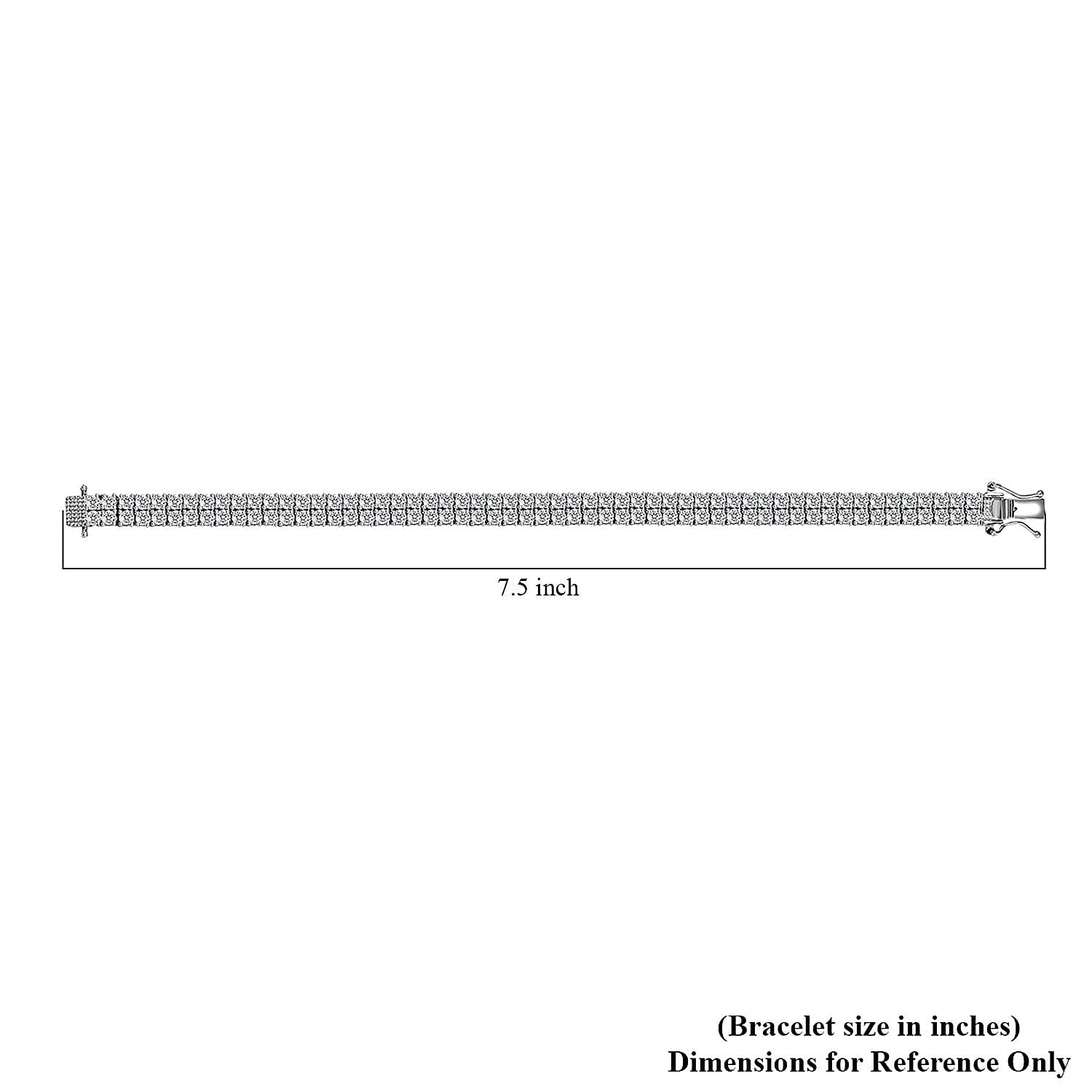 D'Joy Moissanite 2 Row Tennis Bracelet in Platinum Over Sterling Silver (7.25 In) 9.60 ctw