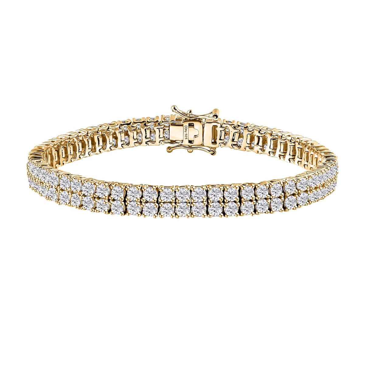 Moissanite 2 Row Tennis Bracelet in Vermeil Yellow Gold Over Sterling Silver (7.25 In) 9.60 ctw image number 0