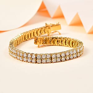 Moissanite 2 Row Tennis Bracelet in Vermeil Yellow Gold Over Sterling Silver (7.25 In) 9.60 ctw