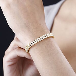 Moissanite 2 Row Tennis Bracelet in Vermeil Yellow Gold Over Sterling Silver (7.25 In) 9.60 ctw