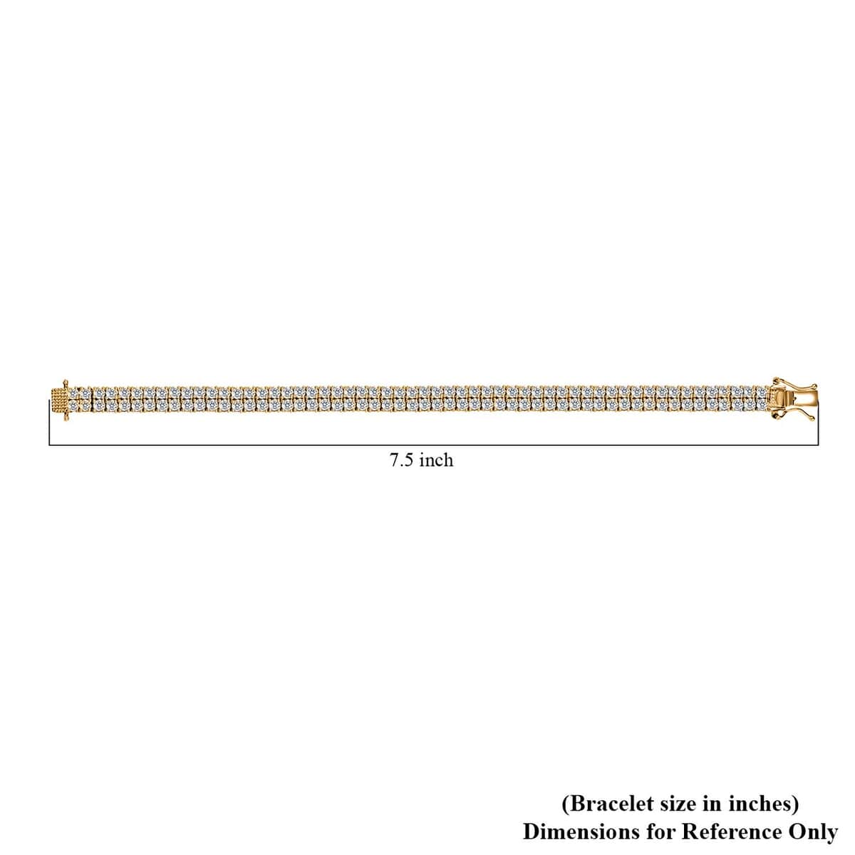 Moissanite 2 Row Tennis Bracelet in Vermeil Yellow Gold Over Sterling Silver (7.25 In) 9.60 ctw image number 4