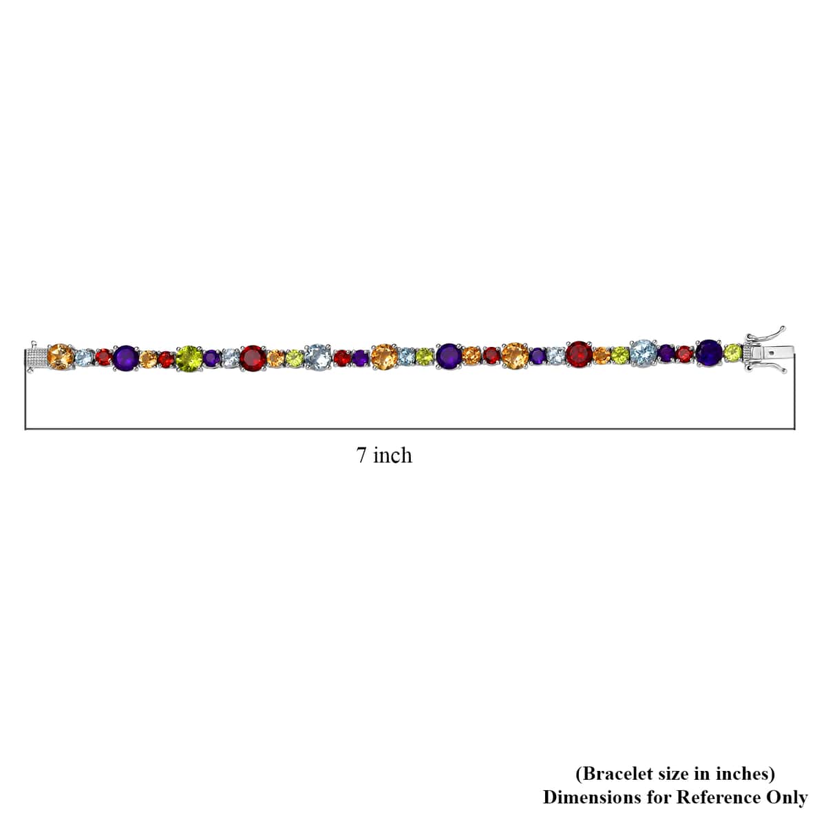 Multi Gemstone Bracelet in Platinum Over Sterling Silver (6.50 In) 15.00 ctw image number 4