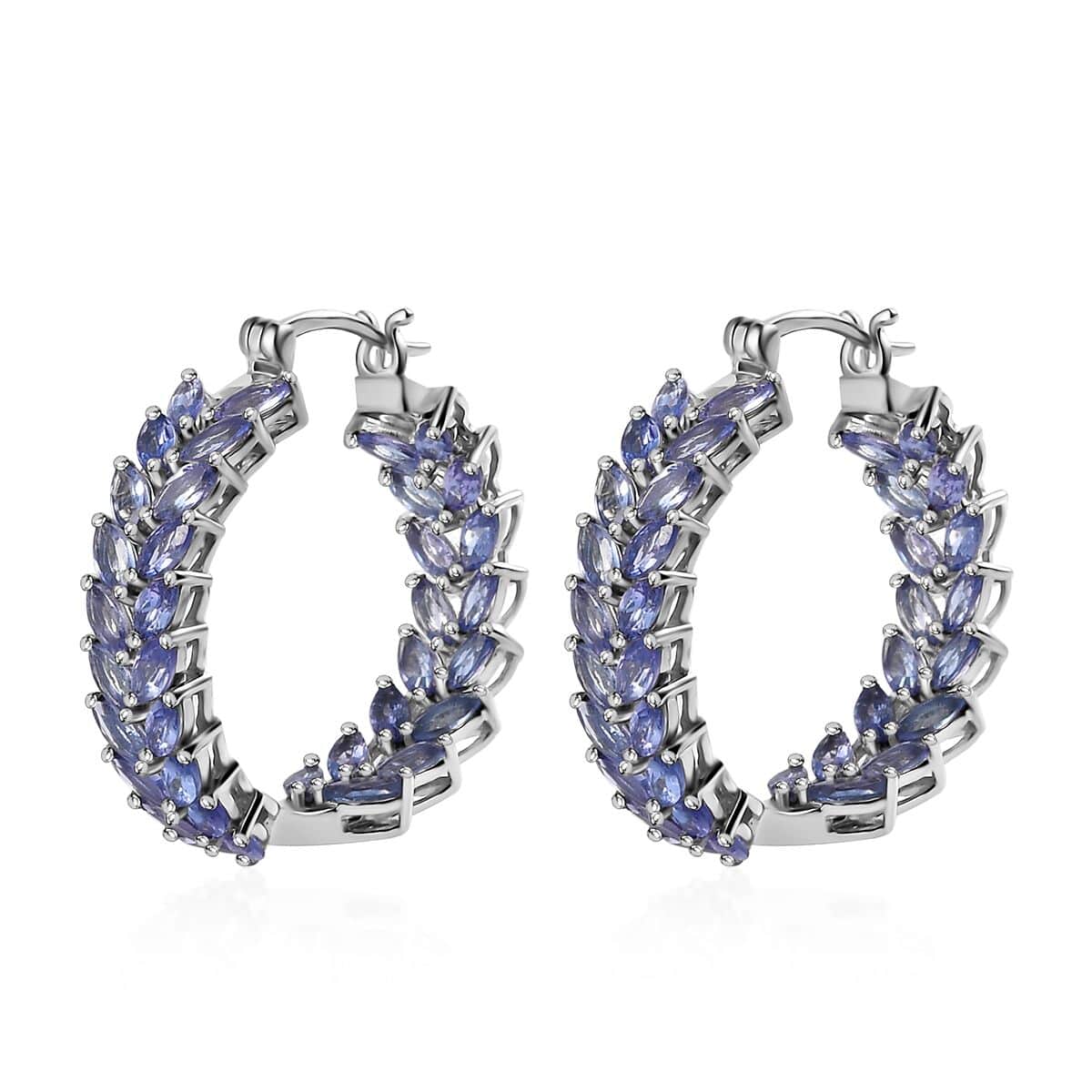 Tanzanite Hoop Earrings in Platinum Over Sterling Silver 10.50 ctw image number 0