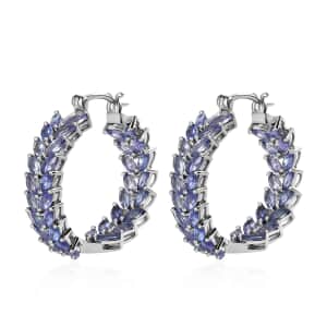 Tanzanite Hoop Earrings in Platinum Over Sterling Silver 10.50 ctw