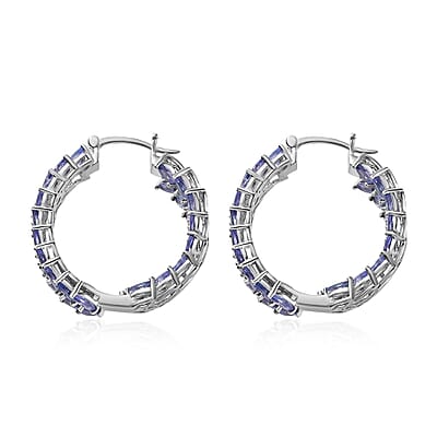 Tanzanite Leaf Hoop Earrings in Platinum Over Sterling Silver 10.50 ctw