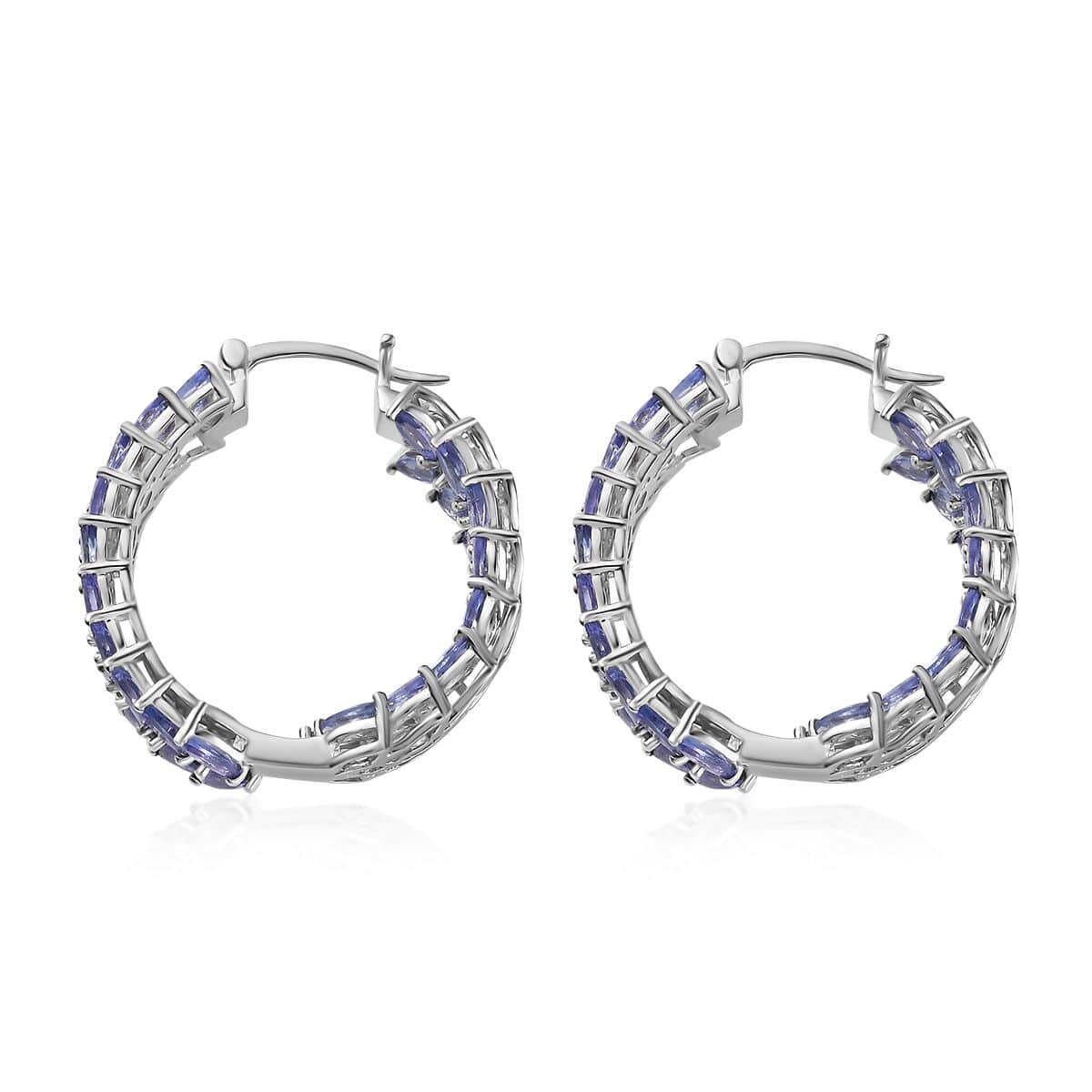 Tanzanite Hoop Earrings in Platinum Over Sterling Silver 10.50 ctw image number 3