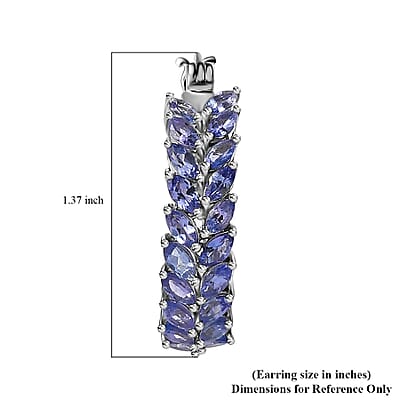 Tanzanite Leaf Hoop Earrings in Platinum Over Sterling Silver 10.50 ctw