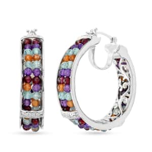 Karis Multi Gemstone Hoop Earrings in Platinum Bond 14.00 ctw