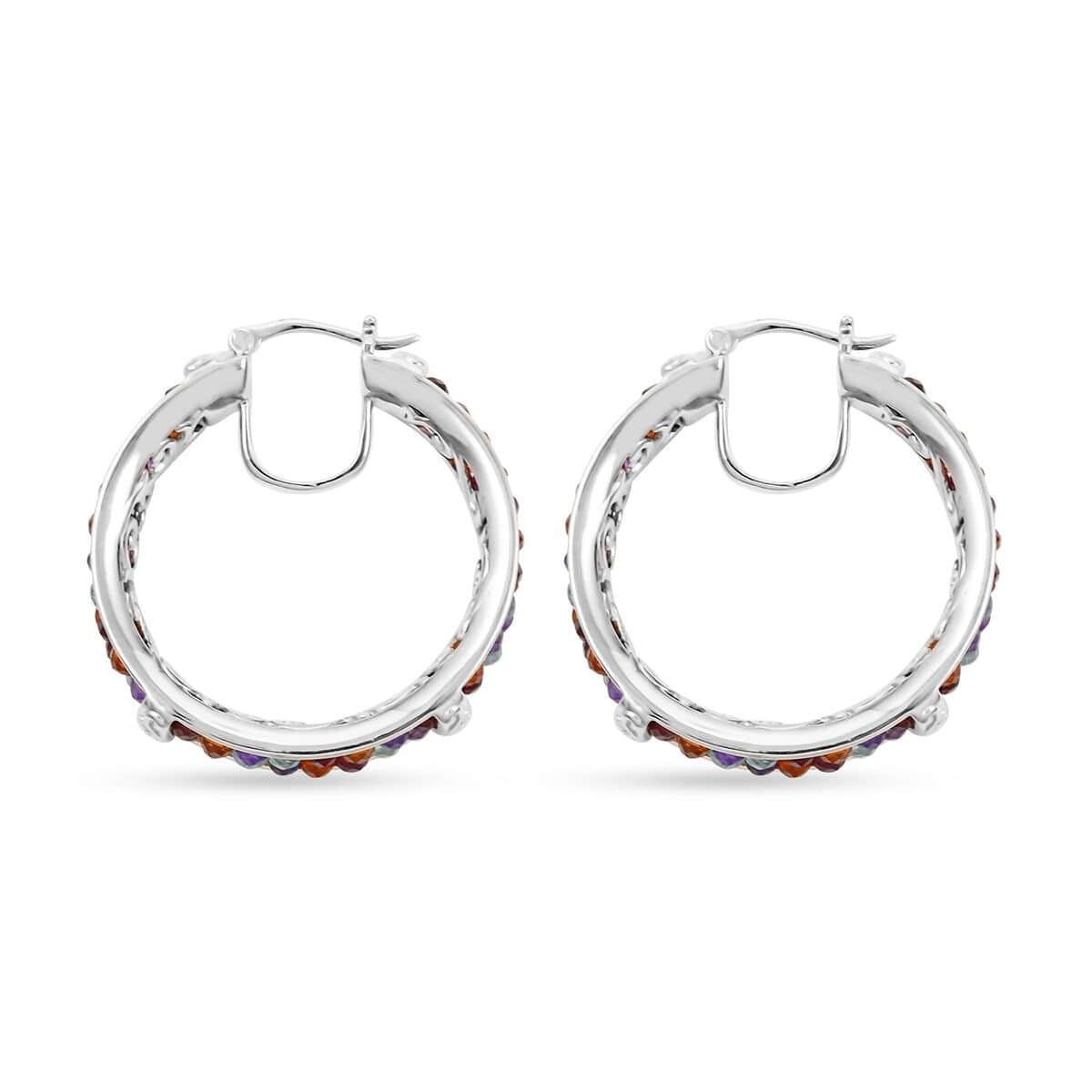 Karis Multi Gemstone Hoop Earrings in Platinum Bond 14.00 ctw image number 3