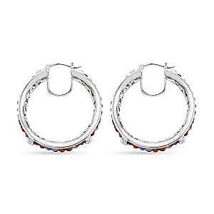 Karis Multi Gemstone Hoop Earrings in Platinum Bond 14.00 ctw