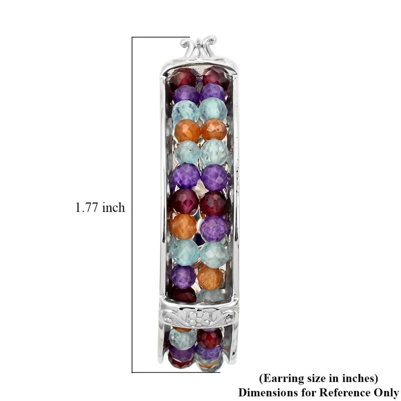 Karis Multi Gemstone Hoop Earrings in Platinum Bond 14.00 ctw