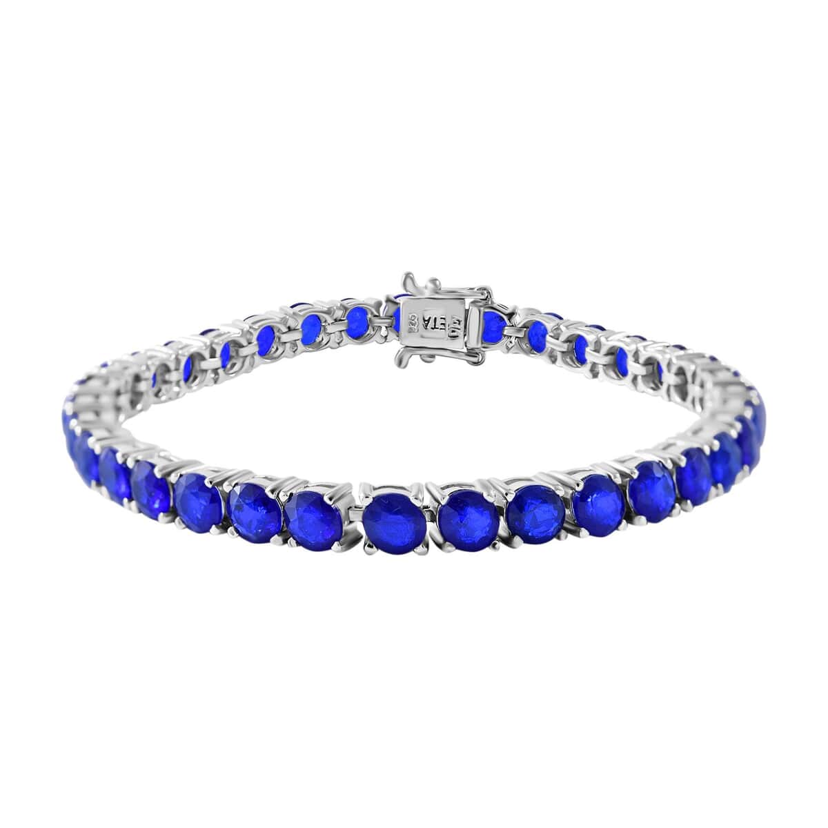 Tanzanian Blue Spinel (DF) Tennis Bracelet in Platinum Over Sterling Silver (6.50 In) 31.85 ctw image number 0