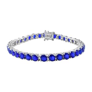 Tanzanian Blue Spinel (DF) Tennis Bracelet in Platinum Over Sterling Silver (6.50 In) 31.85 ctw