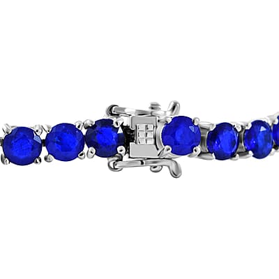 Tanzanian Blue Spinel (DF) Tennis Bracelet in Platinum Over Sterling Silver (6.50 In) 31.85 ctw